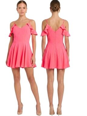 AMANDA UPRICHARD "Tate" Pink Cold Shoulder Silk Dress - Size L